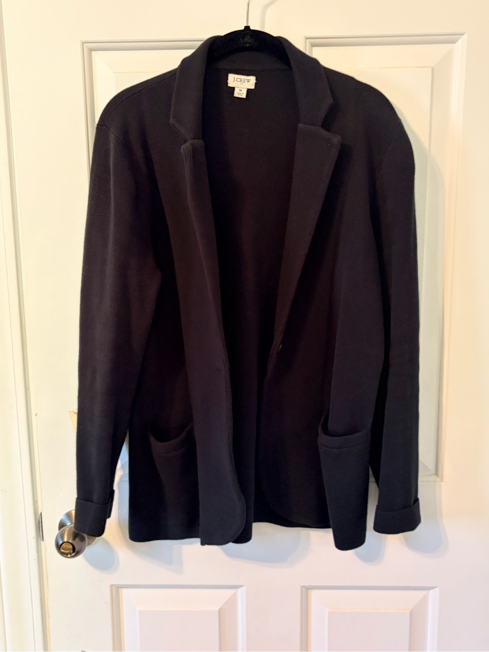 J. Crew Black Knit Open-Front Blazer